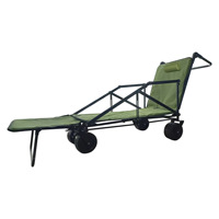 Chariot de camping multifonctionnel pliable en métal, se transforme instantanément en chaise inclinable, grande capacité, chariot de camping pour la plage et la pêche