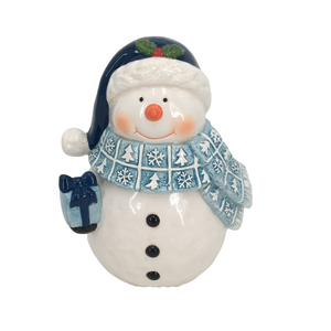 Pot de stockage d'aliments en céramique Logo personnalisé exclusif Bonhomme de neige de Noël peint à la main pour les opportunités de vente en gros - Product Image 1