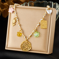 Collier en gros en acier inoxydable à maillons, style océan, avec pendentifs coquillages et fruits, pour la création de bijoux DIY
