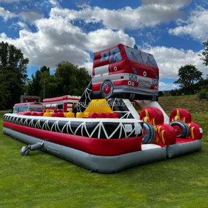 GMY Inflatables Camion de pompiers Énorme maison gonflable gonflable Maison Gonflable Inflables Infantiles Camion gonflable parcours d'obstacles - Product Image 4