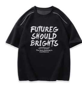 T-shirt Oversize Homme Imprimé Lettres Graffiti Col Rond Décontracté Streetwear 220 Grammes Polyester/Coton Respirant pour Dropshipping - Product Image 2