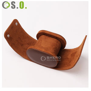 Emballage de bijoux marron en cuir PU haut de gamme Boîte de montre-bracelet de luxe Emballage Boîte ronde - Product Image 3