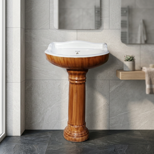 Lavabo de Pedestal de Porcelana Roja Vitrificada, Diseño Moderno, Hecho en India, al Mejor Precio, para Uso en Hospitales y Dormitorios - Product Image 3