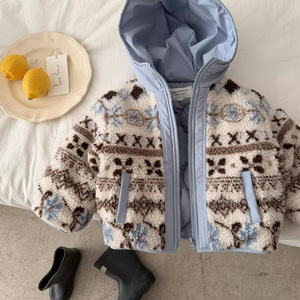 Children's Reversible Fleece Jacket Hooded Thickened Winter Coat Boys Warm Trendy 2025 Polyester Wadding - Product Image 3