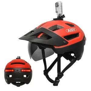 smart moutain bike helmet with bluetooth and stand camera base cycling helmet with led light Casco de bicicleta con Luz LED