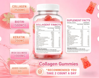 Gummies de collagène OEM avec vitamine C, acide hyaluronique, supplément beauté pour cheveux, peau et ongles, pectine, végétalien