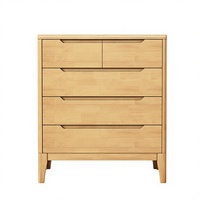 Commode moderne en bois massif de chêne nordique avec 4 tiroirs et rangement pour salon, chambre, entrée, couloir