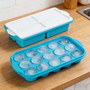 Molde para Cubitos de Hielo Reutilizable Ecológico de Alta Calidad, Bandeja de Silicona de Grado Alimenticio con Tapa de Plástico Libre de BPA - Product Image 2