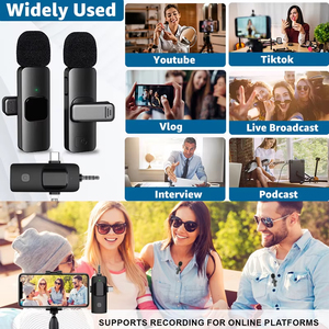 Microphone Lavalier sans fil K15 3-en-1 pour enregistrement de clips radio réduisant le bruit micro-cravate pour IOS Android Tiktok diffusion en direct - Product Image 6