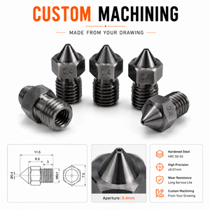 Boquilla de Impresora 3D de Acero Endurecido CNC Personalizada de 0.4mm, Cabezal de Impresión Resistente al Desgaste para Filamento Abrasivo, Reemplazo a Partir de su Plano - Product Image 1