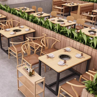Ensemble de table à manger moderne en cuir avec 4 chaises, table de restaurant, buffet, barbecue, brochettes, cuisinière à induction, hotpot