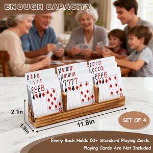 Juego de 4 Soportes de Madera Personalizados para Cartas de Juego, Manos Libres, para Bridge, Canasta y Juegos de Estrategia, para Personas Mayores, Niños y Familias - Product Image 3