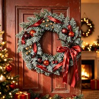 Couronne de Noël artisanale, nouvelle, à suspendre à la porte, en PVC, avec des pommes de pin artificielles, personnalisable, décoration moderne minimaliste