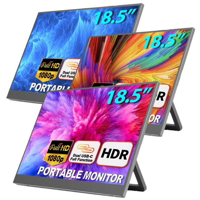 18.5inch 1920*1080P Extended Sub-screen Ultra Light Monitor for PC PS5 Xbox Switch iPhone Macbook Portable Monitor with Speakers