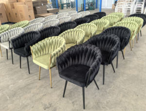 बुना हुआ फ्लैनेल मखमली कुर्सी इलेक्ट्रोप्लेटिंग सोने के पैर प्लेटेड स्प्रे हस्तनिर्मित बैकरेस्ट डिजाइनर अवकाश कुर्सी - Product Image 2