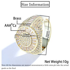 Anillo de Hombre de Alta Gama, Estilo Hip-Hop, Chapado en Oro de 18K, con Circonita Cúbica Redonda, Venta al Por Mayor, Estilo Europeo y Americano - Product Image 3