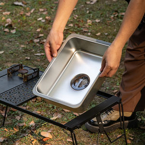 Campingmoon, lavabo cuadrado portátil ligero, fregadero de cocina de acero inoxidable para mesa de <span class=keywords><strong>camping</strong></span> - Product Image 1