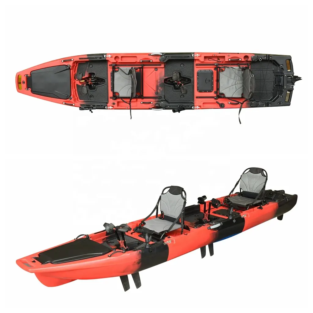 Vicking Kayak à pédale 2 personnes 3 sections Conception modulaire détachable avec moteur Matériau LLDPE Adultes Jeunes Pêche Kayak à vie
