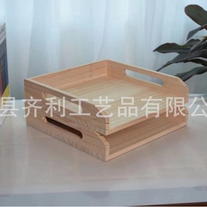 Solid Wood Dumpling <b>Tray</b> Rectangle 1 Compartment Natural Color Kitchen Food <b>Storage</b> Box - Product Image 2