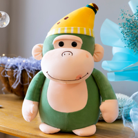 Nouvelle conception, jouet en peluche singe gorille de dessin animé avec chapeau banane mignon de 25 cm, rembourrage en coton PP, poupée pour enfants, cadeau d'anniversaire, de chevet ou de vacances