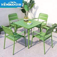 Ensemble de tables et chaises d'extérieur en alliage d'aluminium coloré pour les salons de thé, les hôtels, les balcons, les tables et chaises de loisirs de petite taille