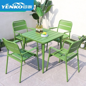Ensemble de tables et chaises d'extérieur en alliage d'aluminium coloré pour les salons de thé, les hôtels, les balcons, les tables et chaises de loisirs de petite taille - Product Image 2