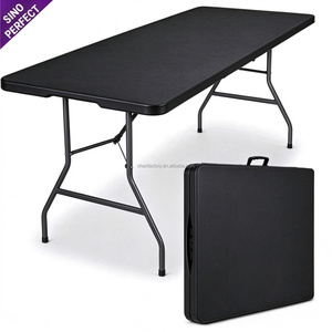 Mesa Redonda Plegable de Plástico Negro para Bodas y Fiestas, Personalizable al por Mayor, Mesa de Banquete para Exteriores, Mesa de Comedor Plegable por la Mitad - Product Image 2
