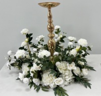O-X055 Customs 5D Hiasan Meja Pernikahan Candelabra Bunga Putih Pink Sutra Bulat untuk Candelabrum