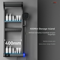 Nouvel ensemble de douche haut de gamme en laiton chromé avec LED lumineuses et rangement multifonctionnel à double niveau pour salle de bain et toilettes à domicile