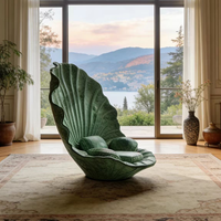 Fauteuil Coquille Moderne de Luxe en Velours Confortable pour Salon et Chambre à Coucher