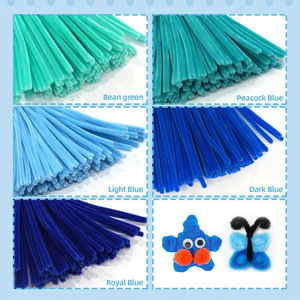 Kit de Manualidades con Limpiapipas Azules en Forma de Tigre para Hacer Ramos de Flores, Regalo de Cumpleaños Hecho a Mano, Material Plástico para Arte DIY - Product Image 3