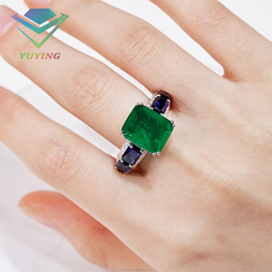 แหวนทองคำแท้ 10K 14K ประดับเพชรแล็บสีเขียวมรกตทรงเหลี่ยมเจียระไนแบบ CVD/HPHT พร้อมใบรับรอง IGI ของขวัญวันครบรอบแต่งงาน - Product Image 1