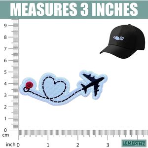 Airplane Route Plane Heart Embroidery <b>Patch</b> 3 Inches Iron <b>On</b> <b>Sew</b> <b>On</b> Travel Applique <b>Patch</b> For Bags - Product Image 3