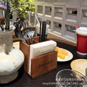 Caja de cubiertos de madera JiaYe, portapañuelos, almacenamiento multifuncional para servicio de hostelería - Product Image 5