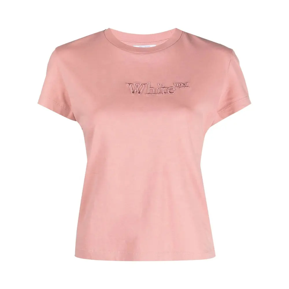 T-shirt di lusso ricamate 3d in bianco di cotone di alta qualità personalizzate per le donne