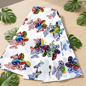 Iyara Pareo de Rayón Boho con Estampado Floral Simple, Tejido para Verano, Morado, Verde, Blanco, Transpirable para Exteriores, Ajuste Regular S001 - Product Image 1