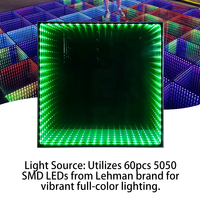 Piste de Danse LED Magnétique Miroir 3D Sans Fil Grace Infinity 2x2 Pieds, Installation Rapide pour DJ
