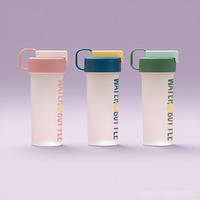Bouteille d'eau potable en plastique transparente de 540 ml pour l'extérieur, sans BPA, bouteille d'eau de sport en plastique portable pour les voyages