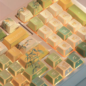 Keycaps PBT profil Cherry, effet ombré, translucides, gravés sur <span class=keywords><strong>le</strong></span> côté, motif Osmanthus Doré Oolong, pour clavier mécanique - Product Image 2