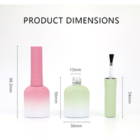 Flacon de vernis à ongles élégant, résistant aux produits chimiques, 14 ml, forme irrégulière, haut de gamme, dégradé rose-vert, en verre PP givré, impression sérigraphique