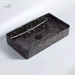 תבנית שיש פרימיום מלבני אמבטיה קרמיקה כיור שולחן-אגן אמנות העליון עם עמלת אבן (תמחור הסיטונאי) - Product Image 3