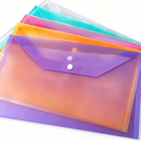 Porte-documents en plastique transparent A4 avec logo personnalisé imprimable, fermeture à bouton, sac de rangement pour documents pour l'école et le bureau