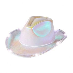 Sombrero de vaquero de tela de malla con LED de neón intermitente, tendencia 2026, con logotipo personalizado serigrafiado, accesorio luminoso para adultos y niños - Product Image 3