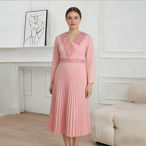 Maxi abito plissettato elegante da donna collezione primavera 2025 <span class=keywords><strong>su</strong></span> <span class=keywords><strong>misura</strong></span> per ufficio abbigliamento Chiffon digitale traspirante XS autunno - Product Image 2