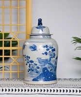 Dragon chinois bleu et blanc grand pot de gingembre en céramique porcelaine ming vase antique