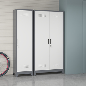 Armoire de rangement à 2 portes en acier inoxydable avec poignée télescopique pour le rangement des outils de nettoyage des écoles, des bureaux et des bâtiments - Product Image 3