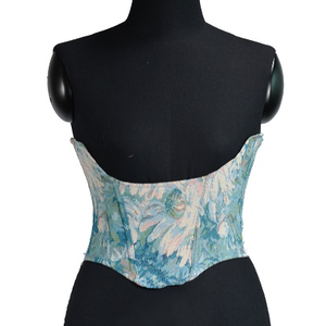 Summer Outfits Street Wear Style Strapless <b>Corset</b> Lingerie Sun Flower Print <b>Lace</b> <b>up</b> Boned Corselet and Korset Women's Floral Top - Product Image 1