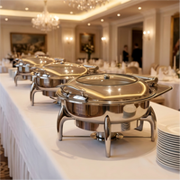 Set Pemanas Makanan Liyunda Round 6L Berbahan Stainless Steel dengan Rak/Tempat Penyimpanan yang Dapat Disesuaikan untuk Acara Katering