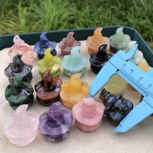 Wholesale Hand Carved Halloween Rose Quartz Obsidian Clear Quartz Crystal Pumpkin <b>Skulls</b> Crystal Crafts for Halloween Gift - Product Image 4