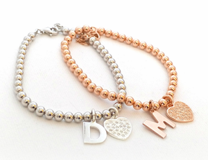 De acero inoxidable de alto pulido bola de oro con cuentas <span class=keywords><strong>pulsera</strong></span> de la boda <span class=keywords><strong>novia</strong></span> - Product Image 3